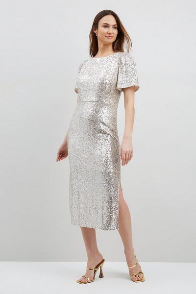 Wallis Sequin Cut Out Back Detail Dress | Debenhams